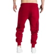 thumbnail image 3 of WTOBBY Men's Multi-Pocket Fleece-Lined Cargo Pants Relaxed Fit for Casual Outdoor Activities Warm Comfortable Workout Joggers Men's Trousers,Red M, 3 of 7
