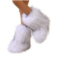 thumbnail image 2 of Lovzfmll Women's Faux fur Snow Boots, Furry Fluffy Ankle Boots, Round Toe Thick Sole Short Boots, Warm Fall Winter Booties, 5.5, White, 2 of 8