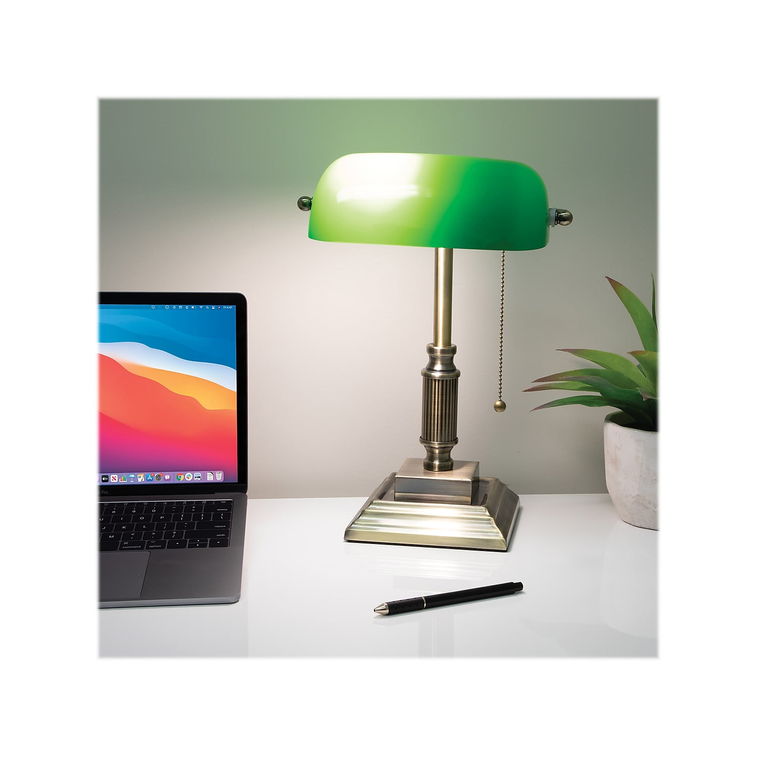 V-Light LED Desk Lamp 14.75"H Green Antique Bronze (9VS688029AB)