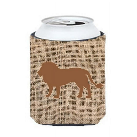 Lion Burlap And Brown Can Or Bottle  Hugger