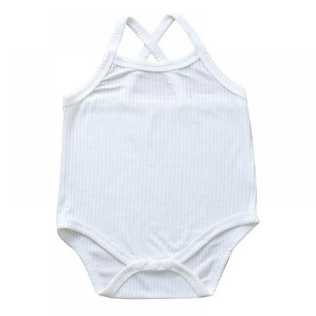 

Clearance Newborn Unisex Baby Solid Onesie Basic Plain Rib Stitch Sleeveless Bodysuit Clothes for Infant Boy Girl