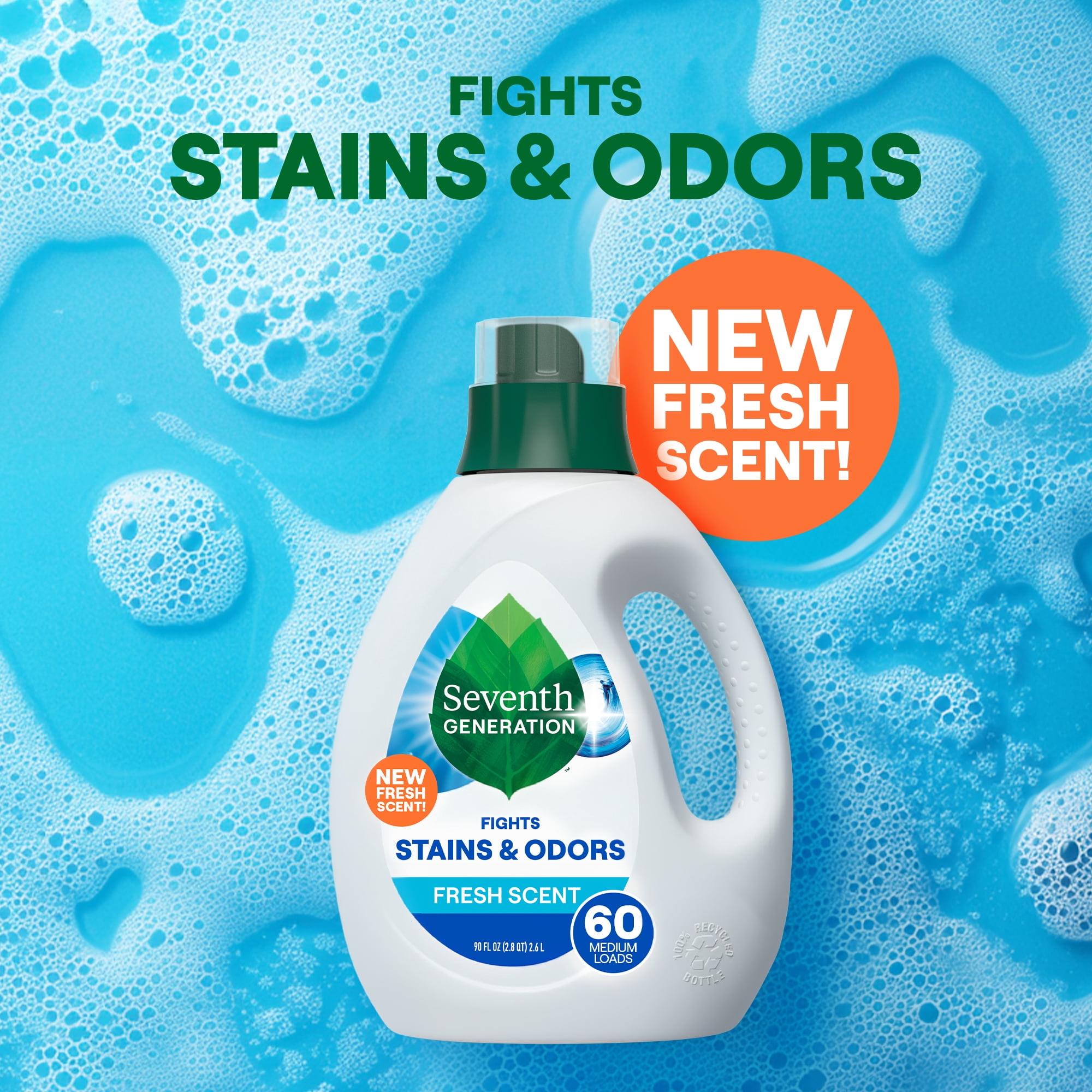 Seventh Generation Fresh Scent Liquid Laundry Detergent, 90 fl oz, 60 Loads