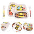 thumbnail image 3 of EeaseMX 1 juego de platos de cena con divisiones para niños, juego de vajilla para bebés con diseño de excavadora de dibujos animados., 3 of 8