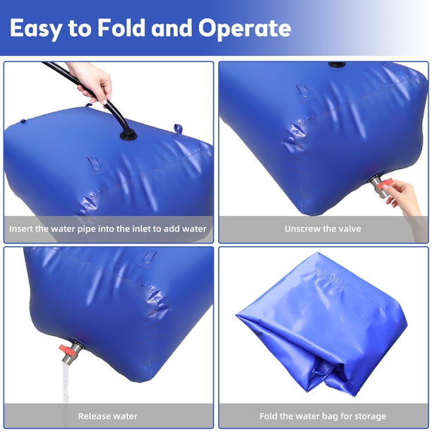 Fdit Vessie Eau 50L Pliable PVC | Réservoir Portable Pour Camping Jardin, 45x40x32cm, Pré-pressé
