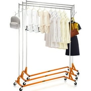 VEVOR Z Rack, Industrial Grade Z Base Garment Rack, Height Adjustable Rolling Z Garment Rack, Sturdy Steel Z Base Clothing Rack w/ Lockable Casters, for Home Clothing Store Display Orange (3 Sets)