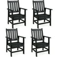 thumbnail image 1 of Gymax Patio Dining Chairs Set of 4 w/Wide Armrests Curved Seat Wood Grain for Backyard Black, 1 of 9