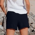 thumbnail image 5 of FRSASU Cotton Linen Shorts for Women Plus Size Elastic Waist Drawstring Summer Beach Shorts with Pockets Navy, 5 of 7