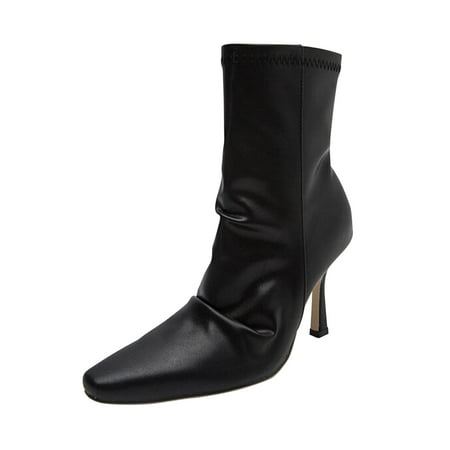 

jsaierl Women Boots Pointed Shoes Zip Shoes Fashion High Heel Shoes Mid-tube Shoes Stilettos