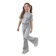 thumbnail image 5 of CCRFTGI Summer Outfits for Kids Girls Size 8 Casual Lounge 2 Piece Outfits Oversized T Shirts and Flare Pants High Waist Active Gym Clothing Sets Gray 12-13 Years, 5 of 7
