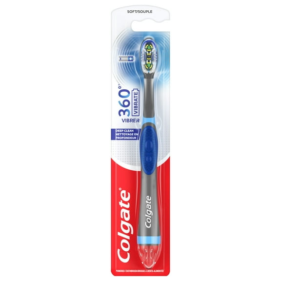 Colgate 360 Vibrate Deep Clean Battery Powered Adult Toothbrush, Soft, 1 AAA Battery Included