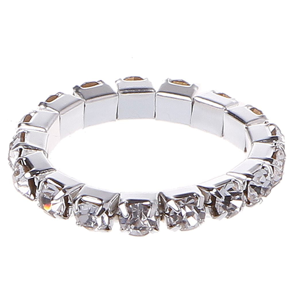 Crystal Inlaid Finger Rings Elastic Stretch Jewelry Decor Promise Friendship Engagement for Women