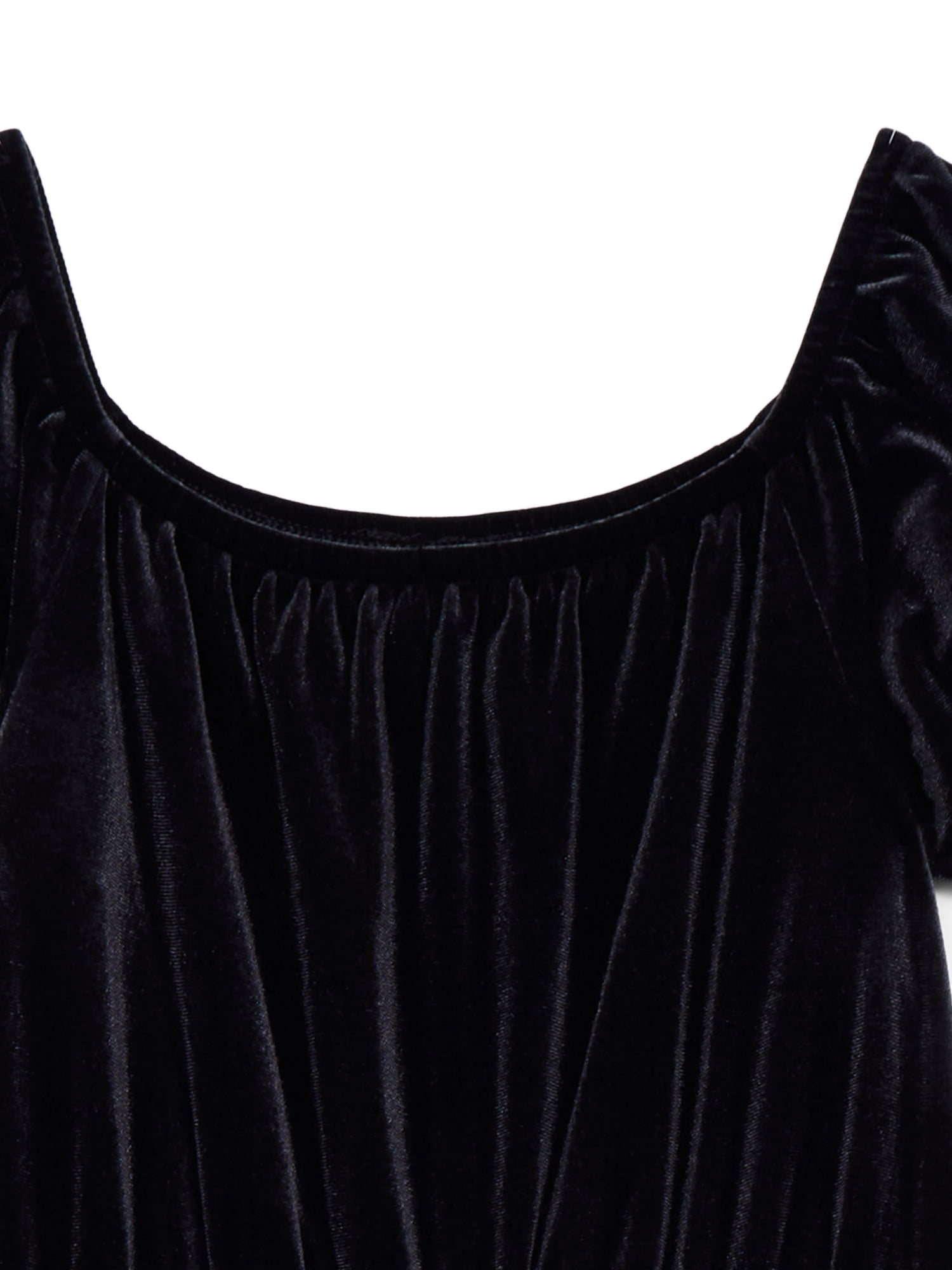 Wonder Nation Girls Velour Wide Leg Jumpsuit with Puff Sleeves, Sizes 4-18 & Plus
