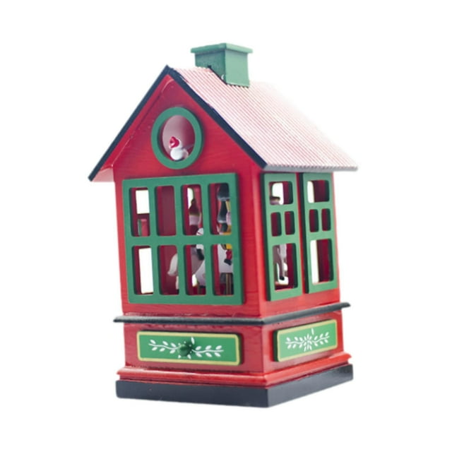 Caja de música navideña Macarena Decoración navideña con forma de casa rojo