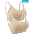 thumbnail image 1 of Nursing Maternity Bra, Wirefree Seamless Breastfeeding Bra Bralette, Padded Sleeping Pregnant Bra, 2 Pack Nude, 1 of 8