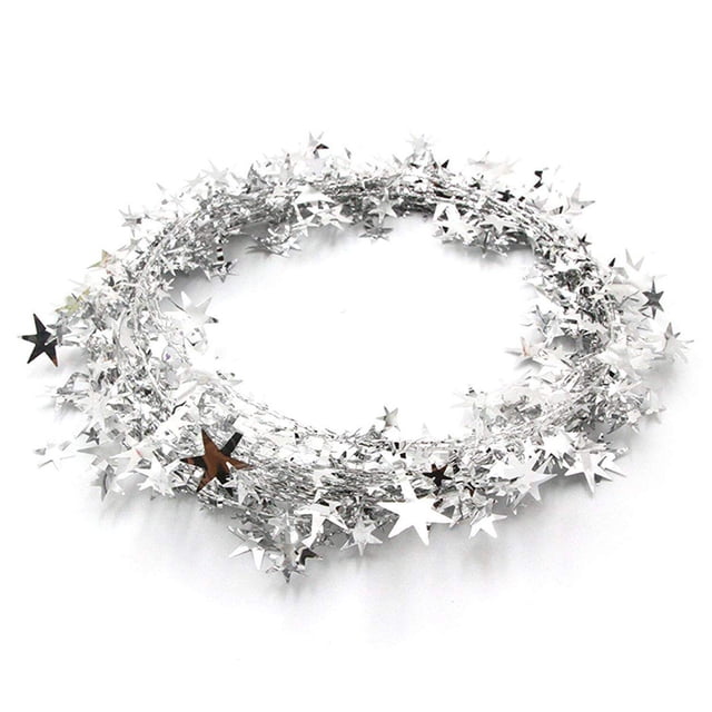 Bienvenido Decoraciones navideñas Guirnalda de estrellas Oropel Estrellas Brace Adorno navideño alegre Fiesta de bodas Uso festivo (Plata)