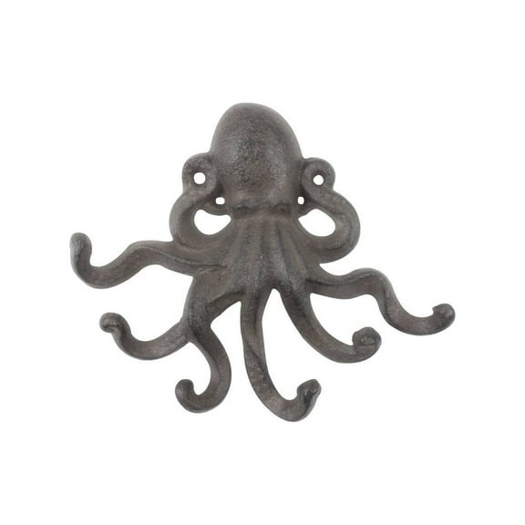 Cast Iron Decorative Wall Mounted Octopus with Six Hooks 7"