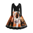 thumbnail image 1 of ORQ Women Halloween Long Sleeve Lace Up Bowknot Party A-Line Dress, 1 of 3
