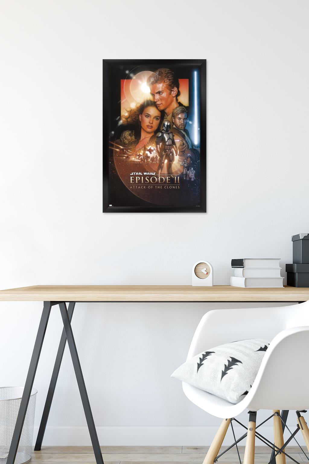 Star Wars: Attack of the Clones - One Sheet (No Billing Block) Wall Poster, 14.725" x 22.375" Framed