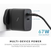 Native Union Fast GaN Charger PD 67W – USB-C Multi-Device Ports with US/CA, EU, UK Adapters (Black)