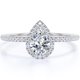 thumbnail image 1 of JeenMata Anillo de Compromiso de 1,25 Quilates con Halo de Diamantes y Moissanita de Talla Pera en Oro Blanco de 10 K, 1 of 6