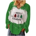 thumbnail image 2 of Ichuanyi liquidación de moda mujer cuello en v camiseta de manga larga en otoño impresión navideña blusa suelta tops ICHUANYI WER202308240332, 2 of 6