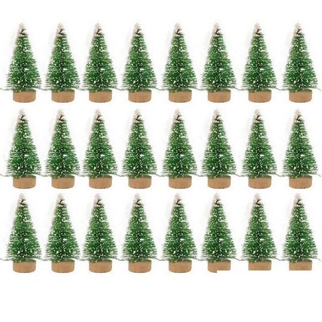 24/12 Pieces Small Decorative Christmas Tree Fake Pine DIY Mini Artificial Christmas Tree Santa Snow Home Decorations navidad