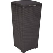 Keter Pacific 30Gallon Resin Plastic Wicker Outdoor Waste Bin with Liner