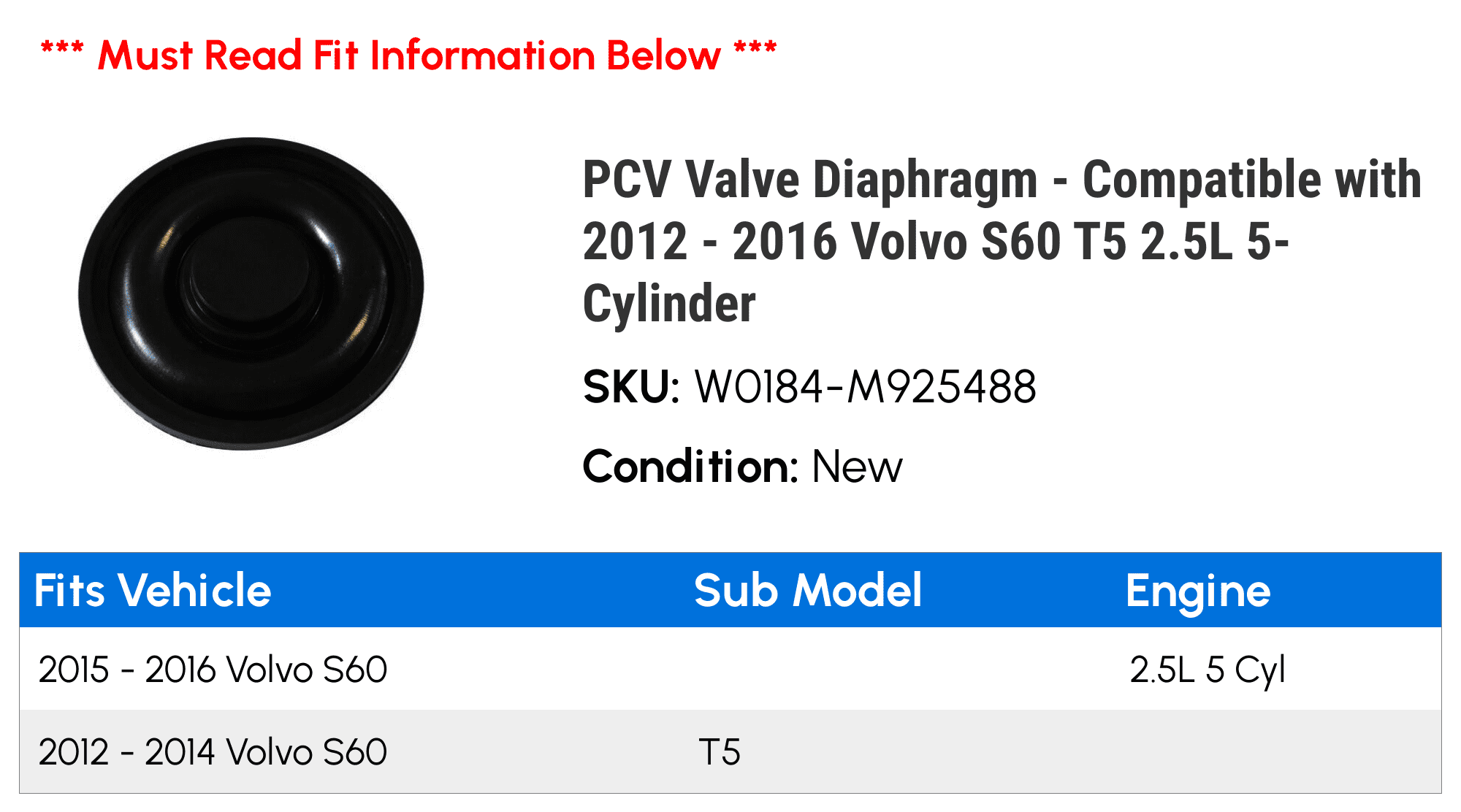 2012 volvo s60 2024 t5 pcv diaphragm