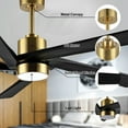 thumbnail image 5 of 54 in. Black and Gold DC Indoor Ceiling Fan with Light Kit, 5 Reversible Blades Carved Wood Blades, 5 of 8