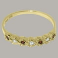 thumbnail image 6 of LBG British Made 14k Yellow Gold ring with Cubic Zirconia & Natural Garnet Womens Eternity Ring - 33 size options - Size 11.25, 6 of 9
