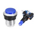 thumbnail image 2 of Botón de empuje para juegos de 33mm, interruptor redondo con microinterruptor para videojuegos de arcade, azul, 6 piezas, 2 of 5