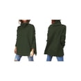 thumbnail image 2 of Suéteres de Cuello Alto de Gran Tamaño para Mujer, Larga de Murciélago, Dobladillo Abierto, Túnica, Suéter de Punto, Tops Verde M, 2 of 5