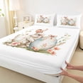 thumbnail image 4 of Erosebridal Girls Cute Bunny Queen Sheet Sets,Easter Eggs Bunny Pink Flower Floral Bed Set For Kids 4-Piece, 4 of 6