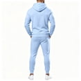 thumbnail image 3 of Classic Plain Track Suits Mens Full Zip Long Sleeve Hoodie Slim Fit Elastic Jogger Pants Streetwear Outfit Sky Blue XL, 3 of 3