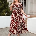 thumbnail image 1 of LOVZFMLL Robe d'Été à Imprimé Décontractée Ample à Manches Courtes à Col Rond pour Femme Rouge 3TG, 1 of 7