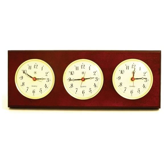 Bey-Berk International WS215 Brass Triple Quartz Clock - Mahogany