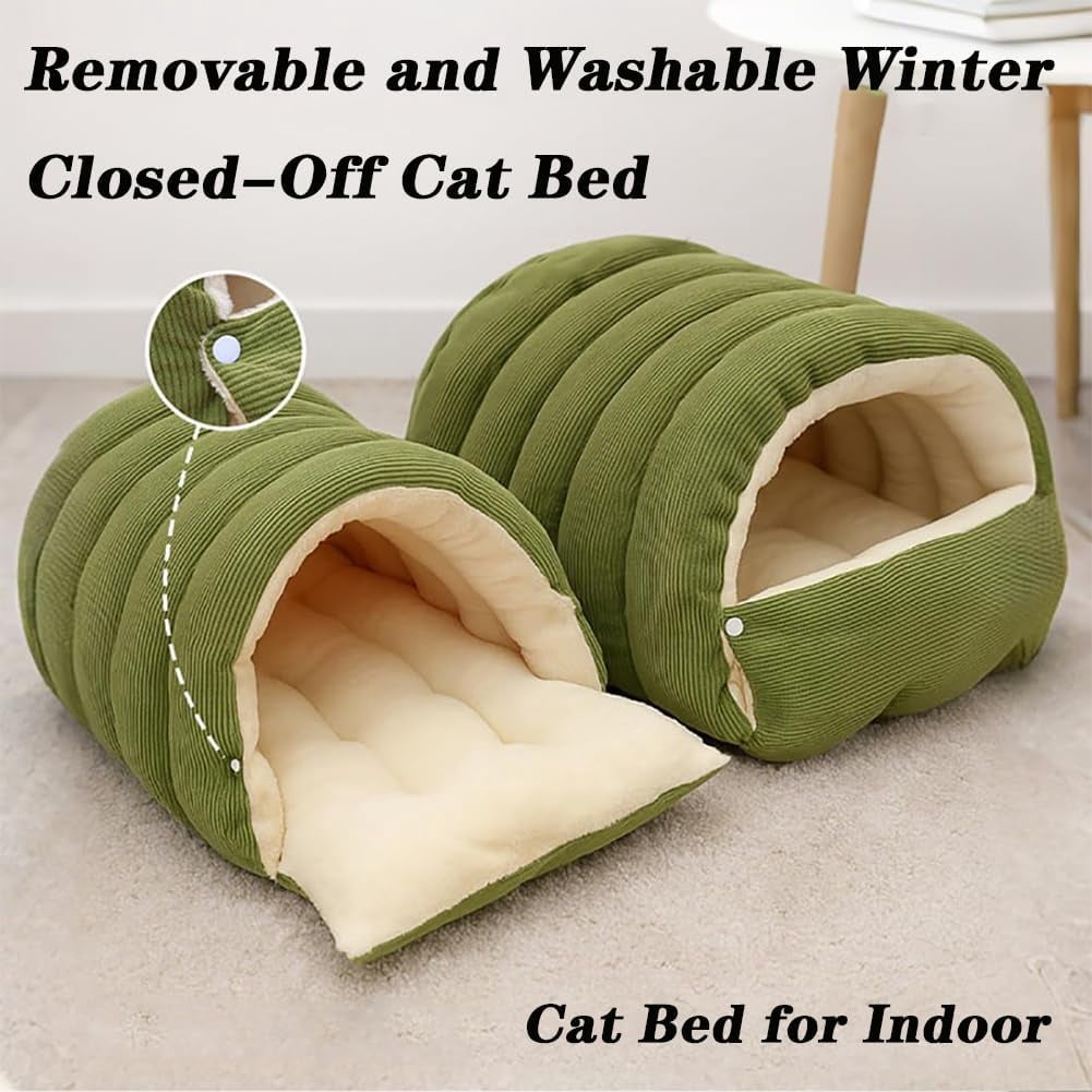 Removable and Washable Winter Closed-Off Cat Bed with Cover,360° Nesting Design Sleeping Nest,Cotton Cozy Monster Small Dog Cave & Indoor Cats Cave for Kittens & Dogs All-Season Use