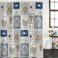 thumbnail image 3 of Shower Curtain Bathroom Set Ocean Crab Fish Flower Slipper Waterproof Fabric Shower Curtains with Grommets&Hooks, Country Vintage Beach Theme Privacy Bath Curtain for Bathtub 60x72in, 3 of 9