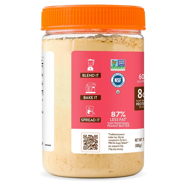 PBfit Low Calorie No Sugar Added Peanut Butter Powder, 8g Protein