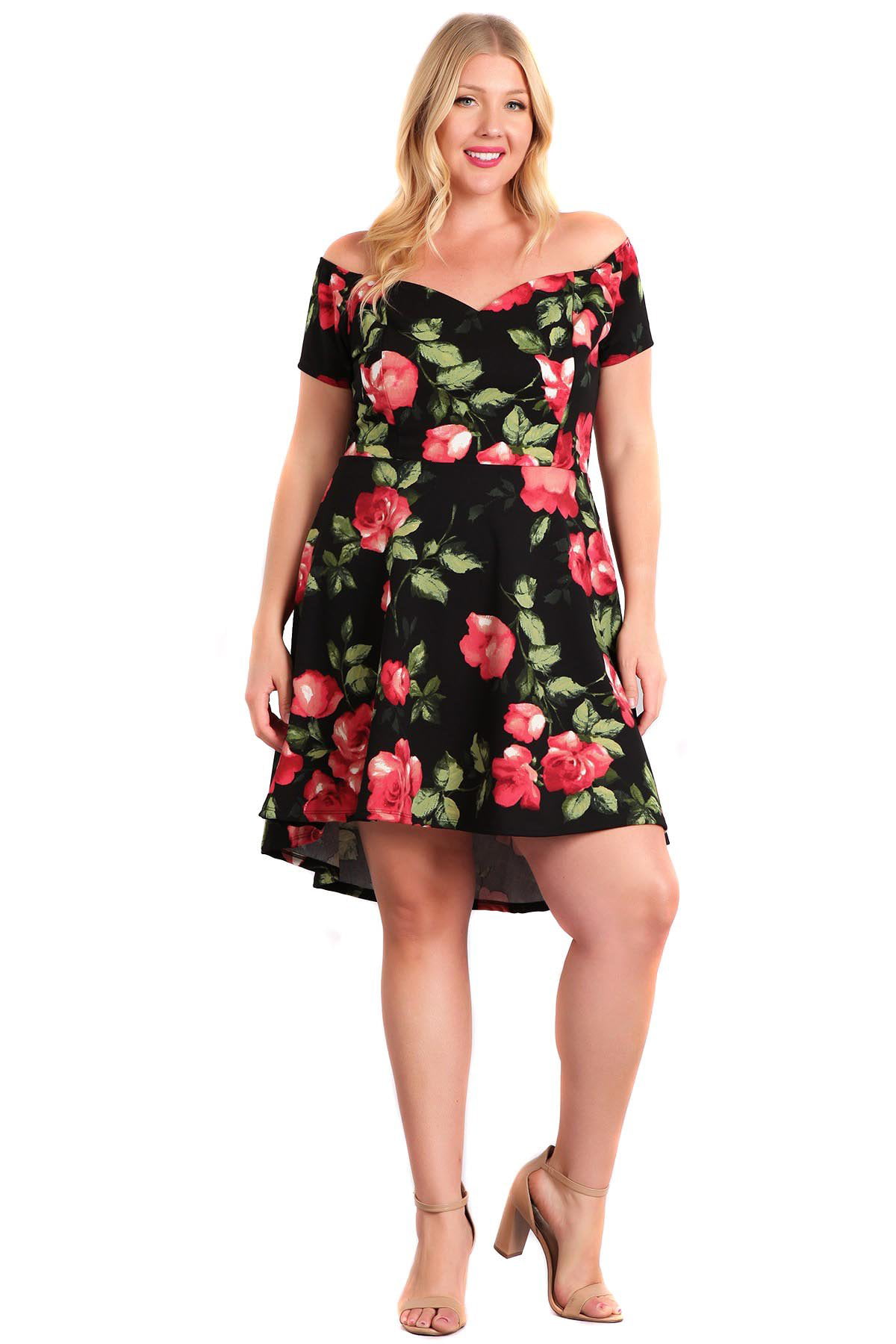 Floral Fit ☀ Flare Plus Size Off The ...