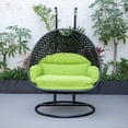 thumbnail image 2 of LeisureMod Mendoza Charcoal Wicker Hanging 2 Person Egg Swing Chair with Stand & Light Green Cushions, 2 of 9