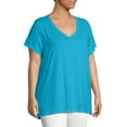 thumbnail image 2 of Just My Size Short Sleeve Flowy V-Neck T-Shirt (Women's Plus) 1 Pack, 2 of 6