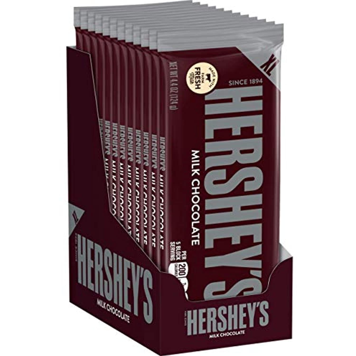 Hersheys Chocolate Candy Bars, Extra Large, 4.4 Ounce Bar Pack Of 24