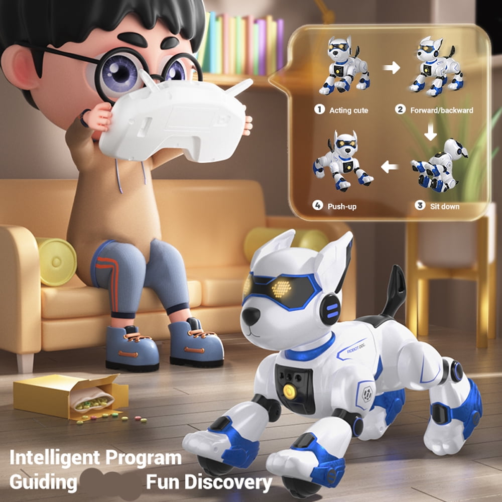 XITZ Remote Control Robot Dog Toy for Kids,RC Electronic Funny Intelligent Stunt Dogs,Voice Command Programmable Touch-sense Music Song,for Boys Girls Gift
