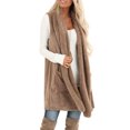 thumbnail image 5 of HAiming Womens Winter Fleece Vest Trendy Solid Sleeveless Open Front Cardigan Jackets Casual Warm Loose Coat Outwear, 5 of 8