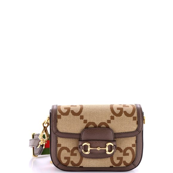 Pre-Owned Horsebit 1955 Shoulder Bag Jumbo GG Canvas Mini By Rebag