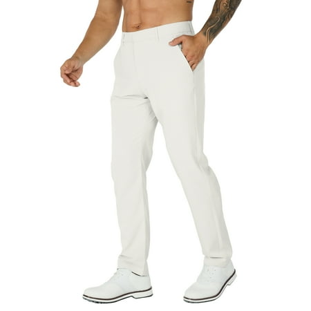 FEDTOSING Mens Golf Pants Stretch Quick Dry Work Dress Pants Lightweight Casual Pants with Silicone Grip Waistband, Sizes 30-38