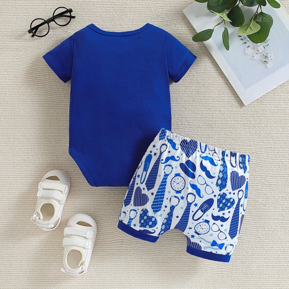 Vedolay Short Set Boys Cotton Clothing Sets Short Sleeve Tee and Shorts Boys Short Sets,Blue 18-24 Months