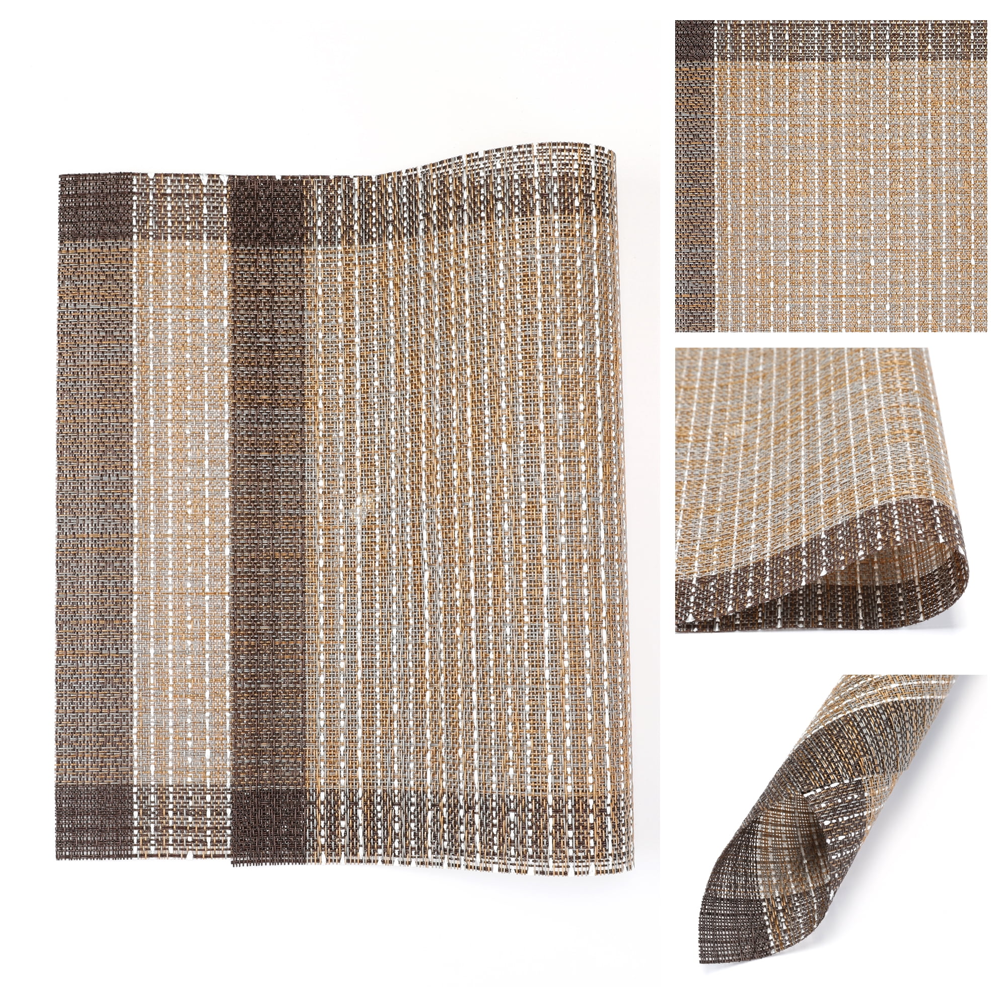 Unique Bargains Set of 6 Plastic Placemats for Table Decor Indoor Outdoor Coffee