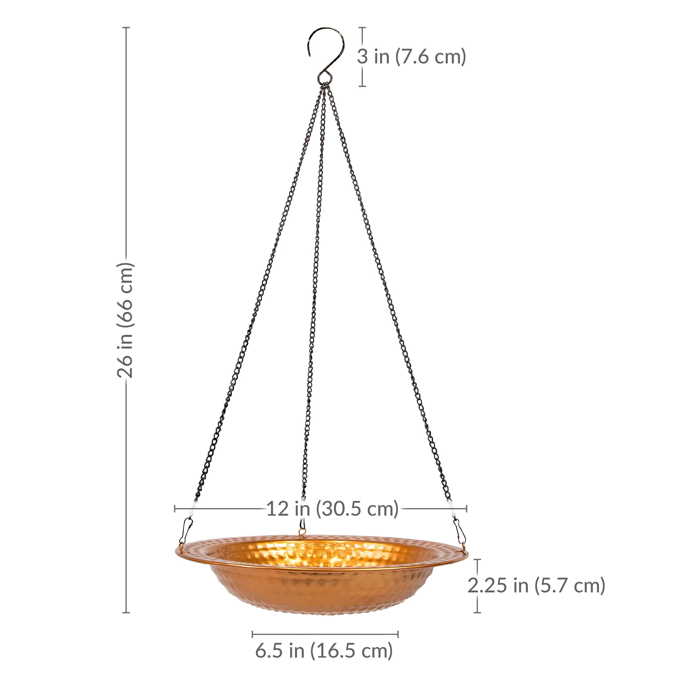 Sunnydaze Hanging Iron Outdoor Bird Bath or Bird Feeder with Hanging Chain